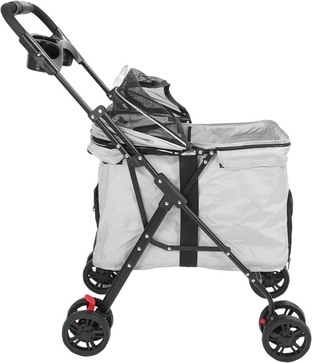 Opvouwbare Hondenbuggy - Reisbuggy Huisdier - Comfortabel Vervoer - Ademend Mesh Design - 70 Cm Cabinehoogte - Grijs