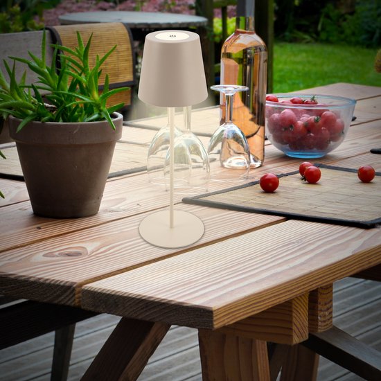 BRILONER - Lampe de table rechargeable - lampe sans fil - avec réglage tactile dimmable - pour intérieur et extérieur - hauteur réglable - 36 cm x 10,5 cm - beige
