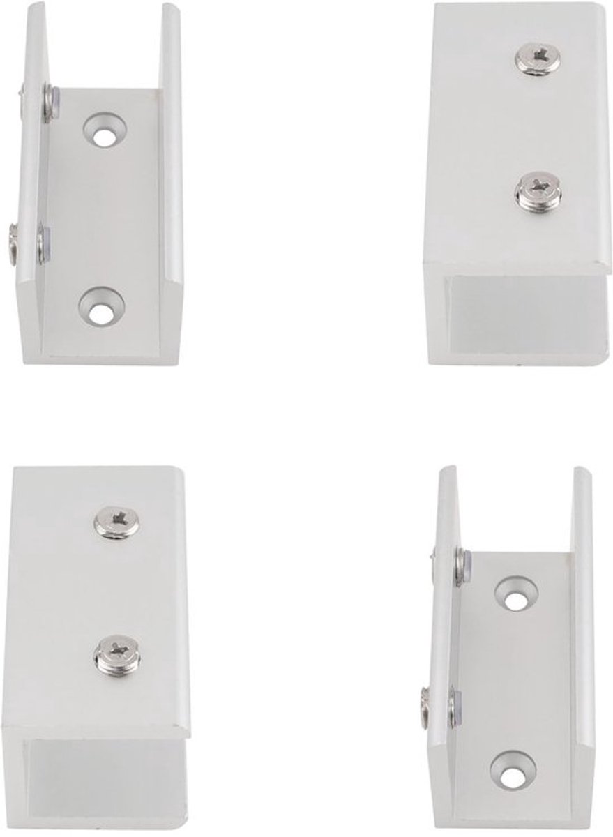 Allecto - Verstelbare glas clip klem - 4 stuks - Aluminiumlegering - Zilver - Plank