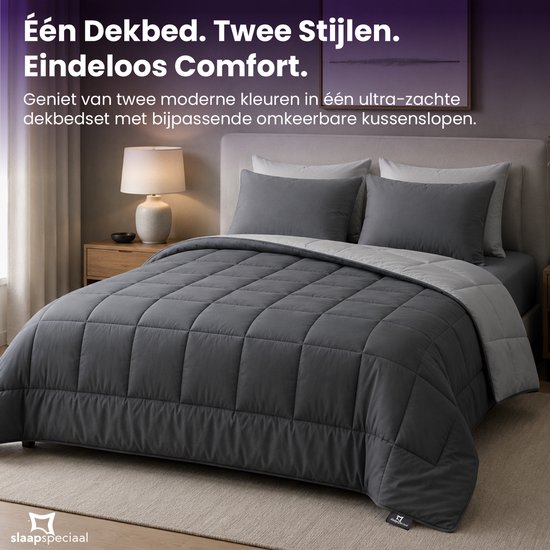 Slaapspeciaal All year dekbed enkel - eazydekbed ® Series Grijs/Antraciet - Dekbed zonder overtrek - 200x200 cm - 30 dagen proefslapen - Hoesloos dekbed - Bedrukt dekbed zonder overtrek - Dekbed in kleur - Gekleurd dekbed - Tweepersoons Dekbed van eazydekbed® — afbeelding 5
