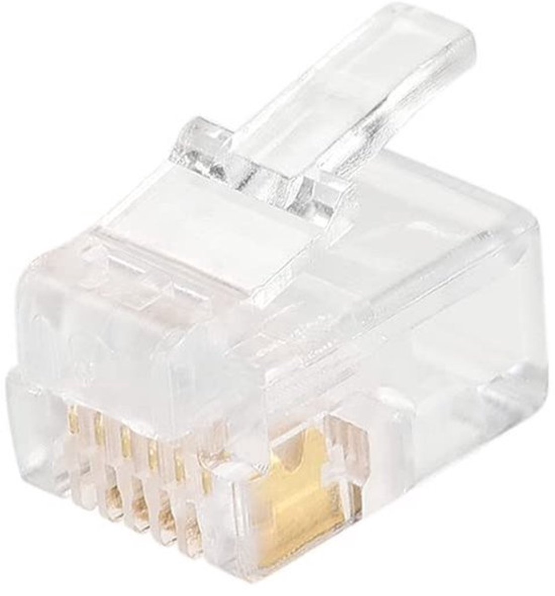 50 stuks RJ12Plug 3 micron goud Allecto modular phone plug