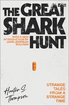 Boekomslag met de titel 'The Great Shark Hunt', een oranje pil en handtekening.