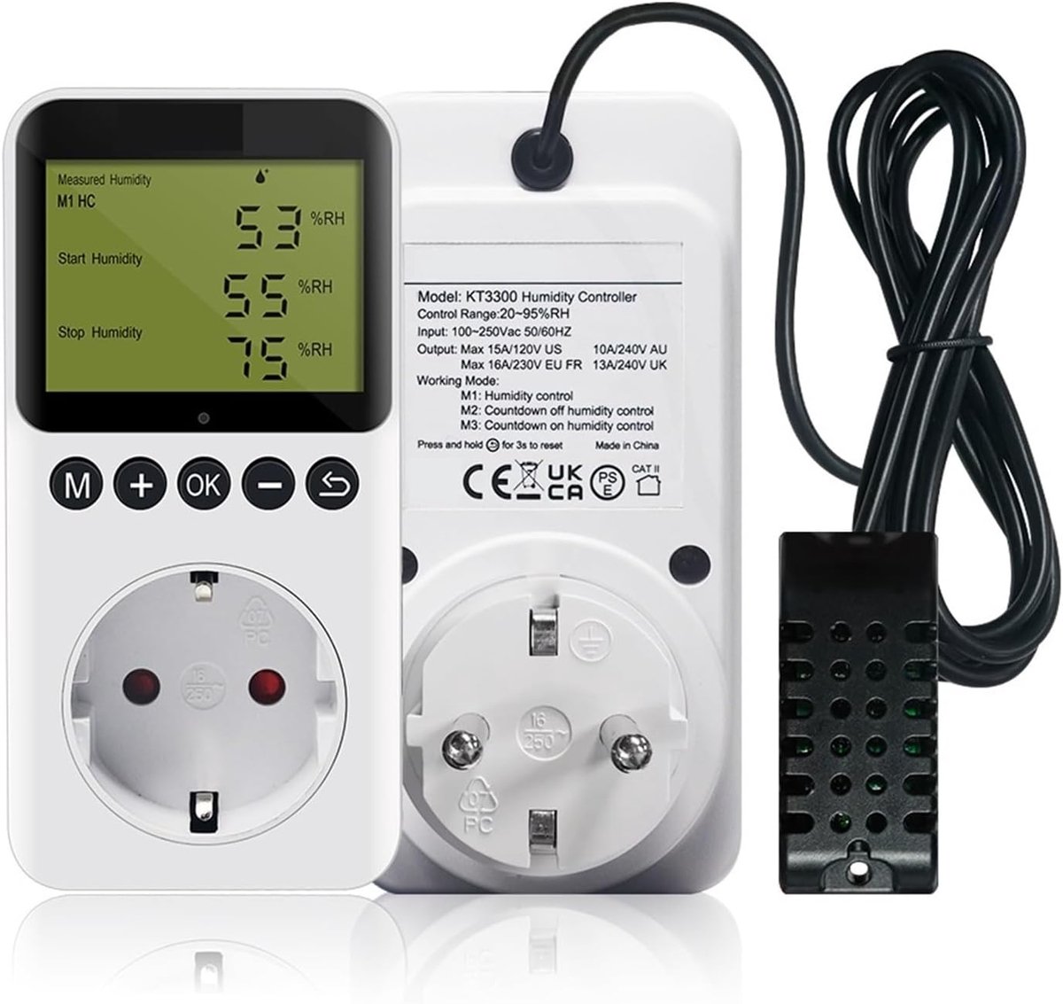 Luchtvochtigheidsregelaar - Hygrometer Sensor - Klimaat Beheersen - Digitale Schakelsensor - 20-95% RH - Niet gespecificeerd