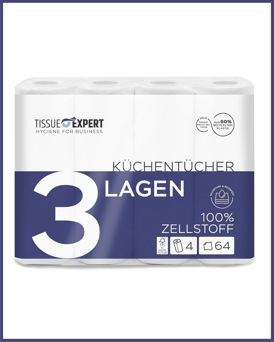 Keukenpapier - 100% Cellulose - 3-laags - Extra Absorberend - Voor Huishoudelijk en Kantoor Gebruik