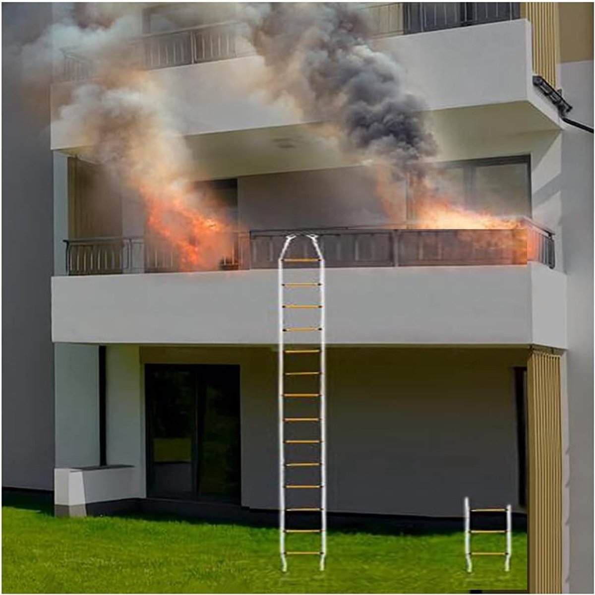 Reddingsladder - Brandladder Vluchtladder - Noodevacuatie Thuis - Roestvrijstalen Haken - 3 Meter - N.v.t.