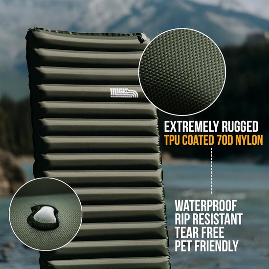 Camping Slaapmat - Backpack Mat - Buiten slapen - Ultralichtgewicht - 72 x 25 Inch - Olijfgroen van Camping — afbeelding 2