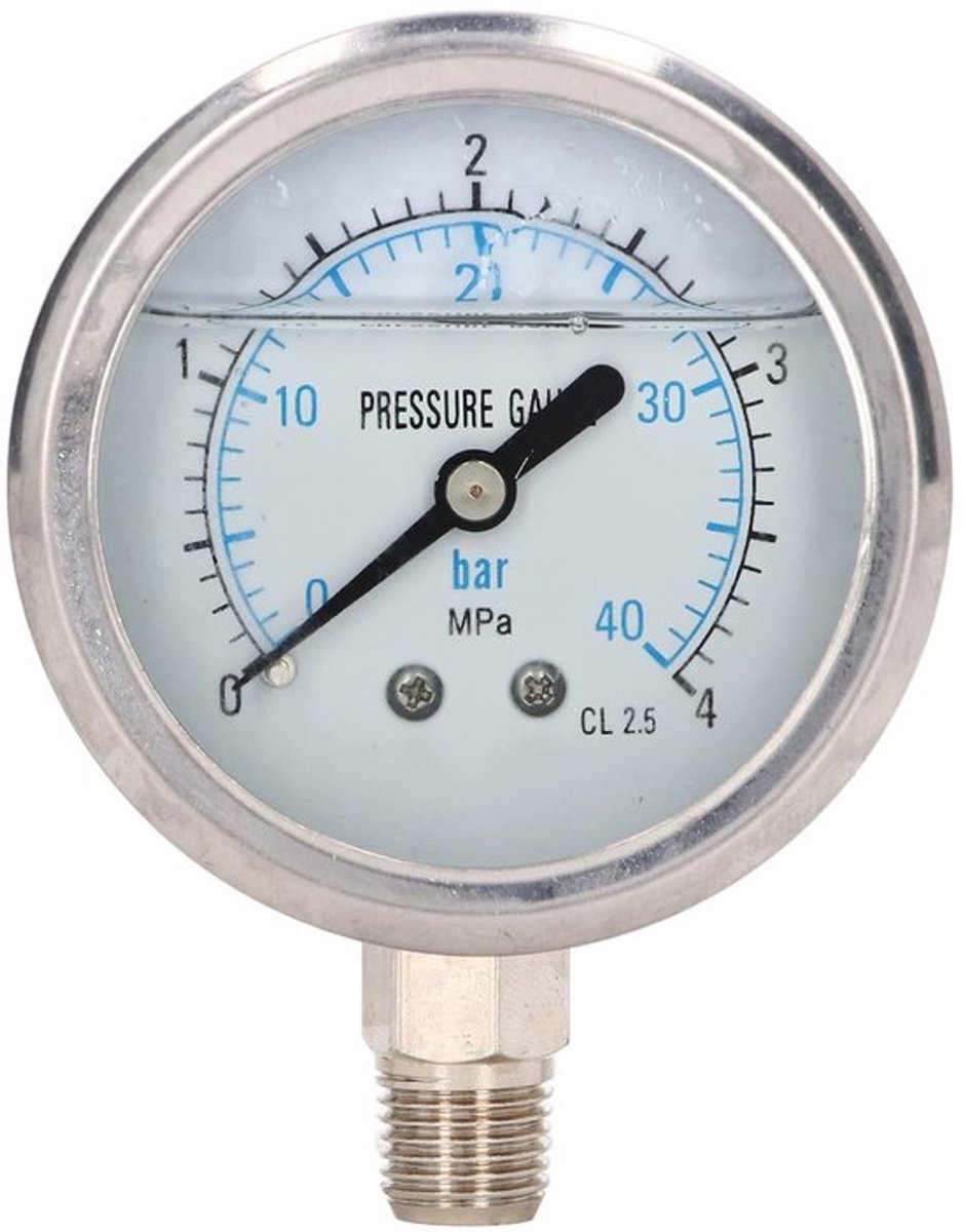 Gevulde manometer glycerine 0-4 Mpa dual scale