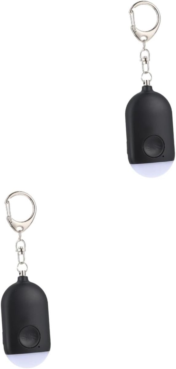 Persoonlijk Alarm - Noodhulp Sleutelhanger - Veiligheid Onderweg - Ingebouwde Zaklamp - 2 Stuks - Zwart