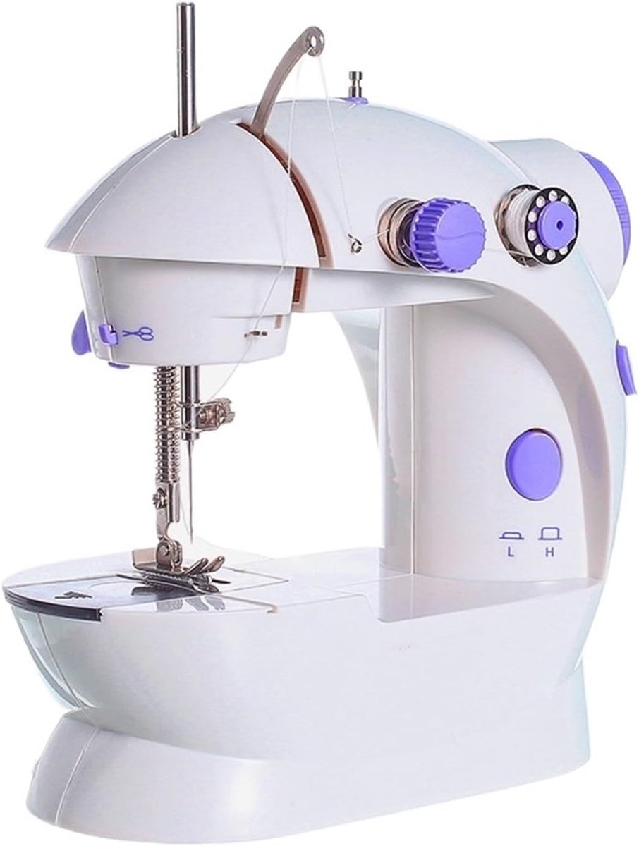 Mini Naaimachine - Draagbare Naaier - Kleine Reparaties - Verstelbare Snelheid - 21 cm Breed - Wit Paars