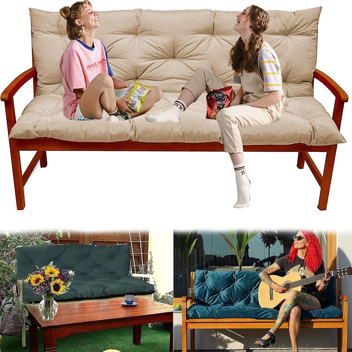 Bank Kussen - Zitkussen Buiten - Tuin Comfort - Waterproof Stof - 100x100x10cm - Hart Patroon