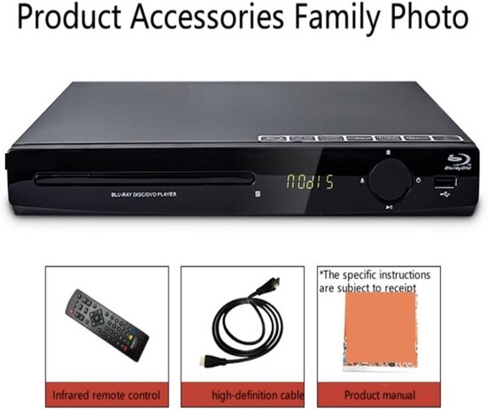 Blu-ray speler - DVD CD speler - Films kijken - 1080P HD output - 280x200x38mm - Zwart — afbeelding 4