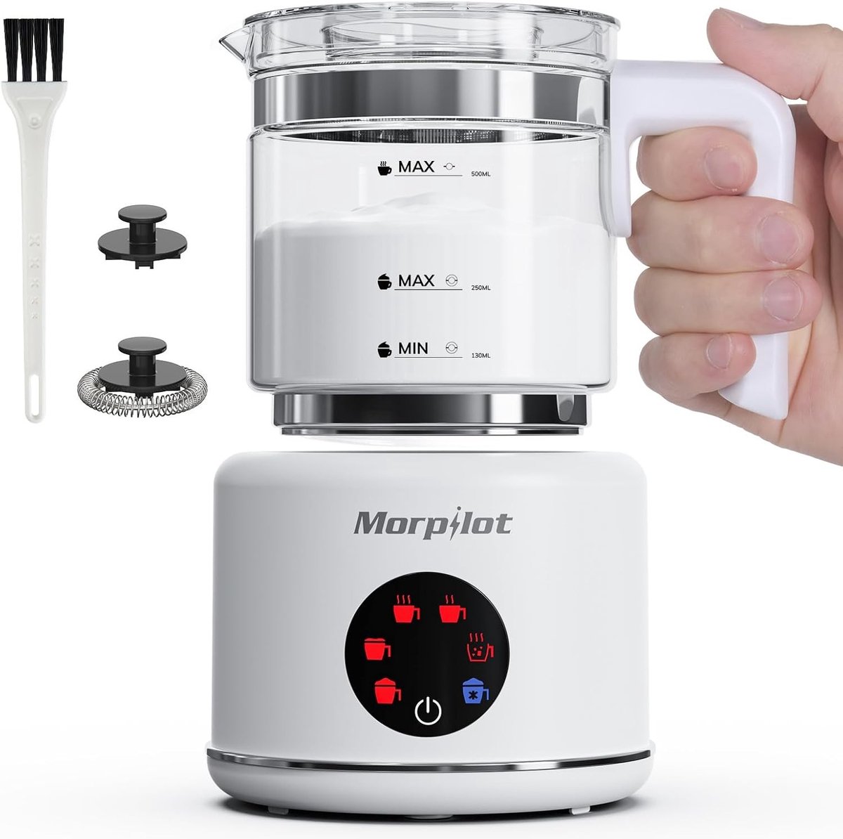 Elektrische Melkopschuimer - Glas - 6-in-1 Functie - Grote Capaciteit - Voor Cappuccino en Warme Melk