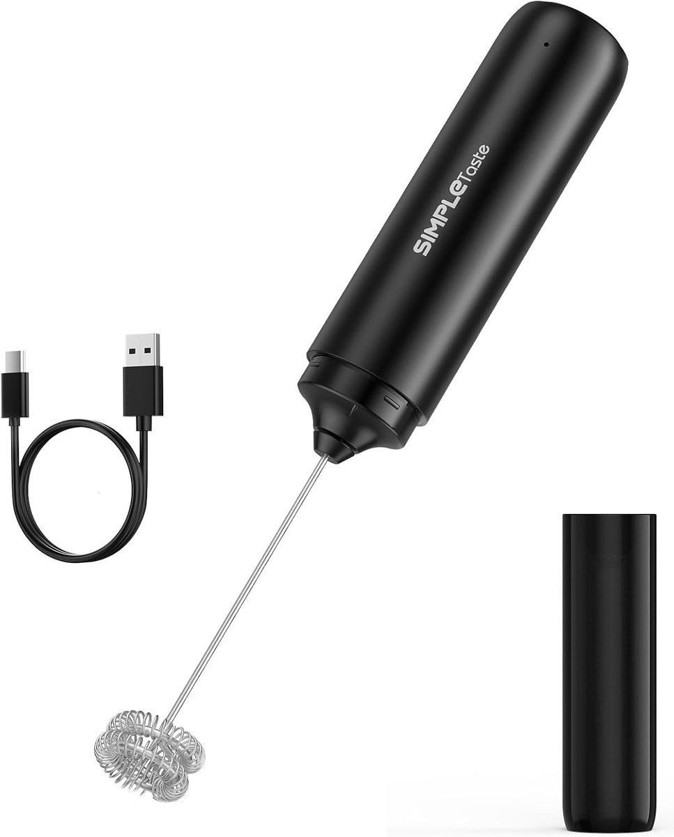 Draagbare Oplaadbare Melkopschuimer - Roestvrij Staal - Stille Handmelkopschuimer - USB-C Oplaadbaar - Voor Koffie en Latte