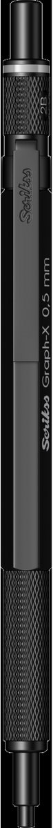 Scrikss Graph-X mechanisch potlood metaal | Grip van messing voor stevige en comfortabele houvast | Mat Zwart 0.5mm