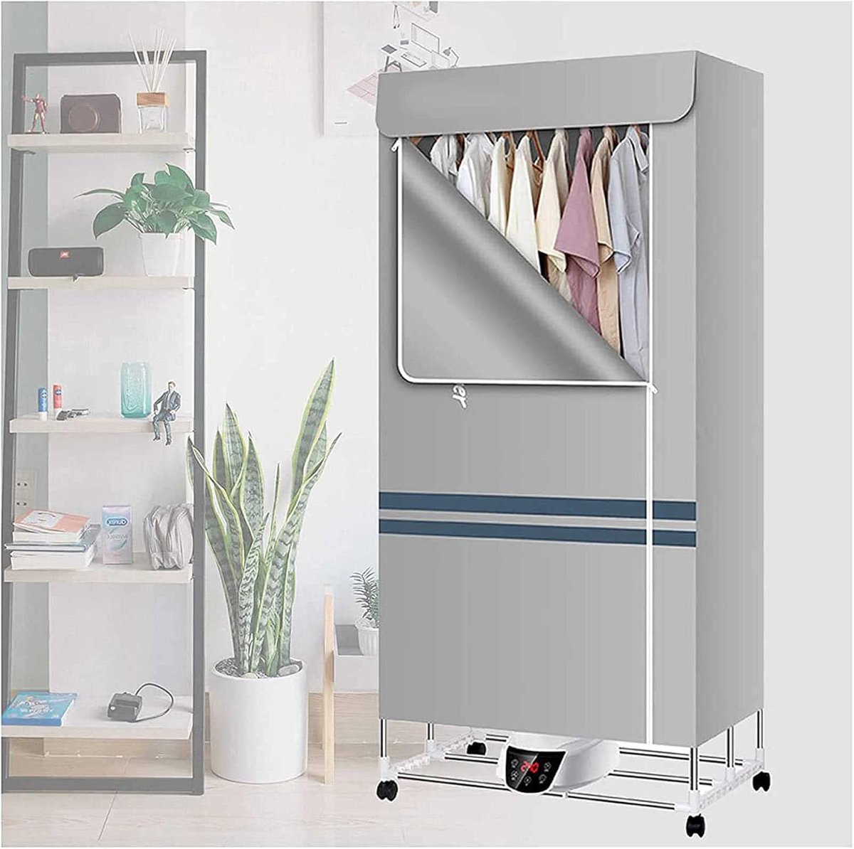 Elektrische Wasdroger Kleding Droogrek Binnen Kleding Drogen Dubbele Bescherming 1.5 Meter Grijs