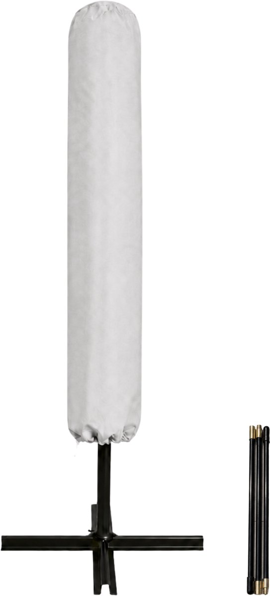 ACAZA Parasolhoes - Waterdicht - Beschermhoes voor Zweefparasol Rond (ø 3,5 m) of Vierkant (3 m) - Inclusief Stok, Rits en Touw - Lichtgrijs