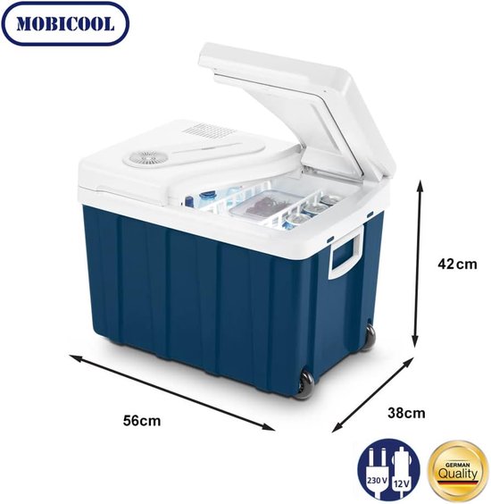 Draagbare Koelbox - Elektrische Koeler - Eten en Drinken Koelen - Dubbel Deksel Ontwerp - 39 Liter - Blauw — afbeelding 4
