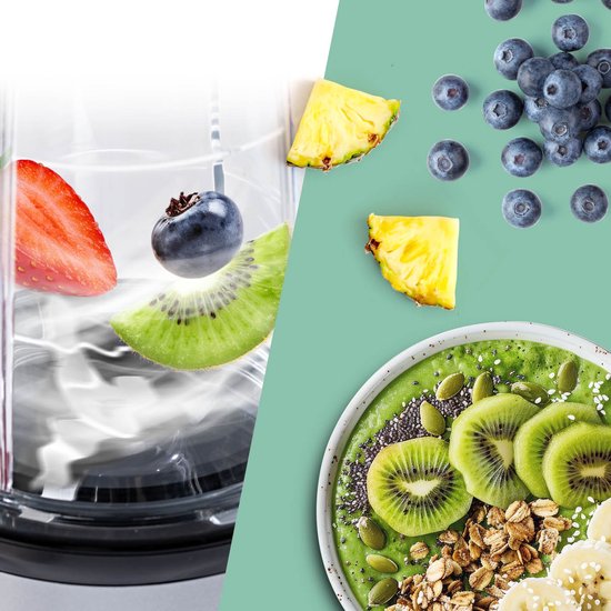 GOURMETmaxx Mr. Magic Power Pro Mixer 400 watt - Smoothiemaker met meeneemdeksel - Staande mixer met mengbeker en vershouddeksel voor bewaren - Blender met XL-accessoireset voor shakes, smoothies enz. van GOURMETmaxx — afbeelding 5