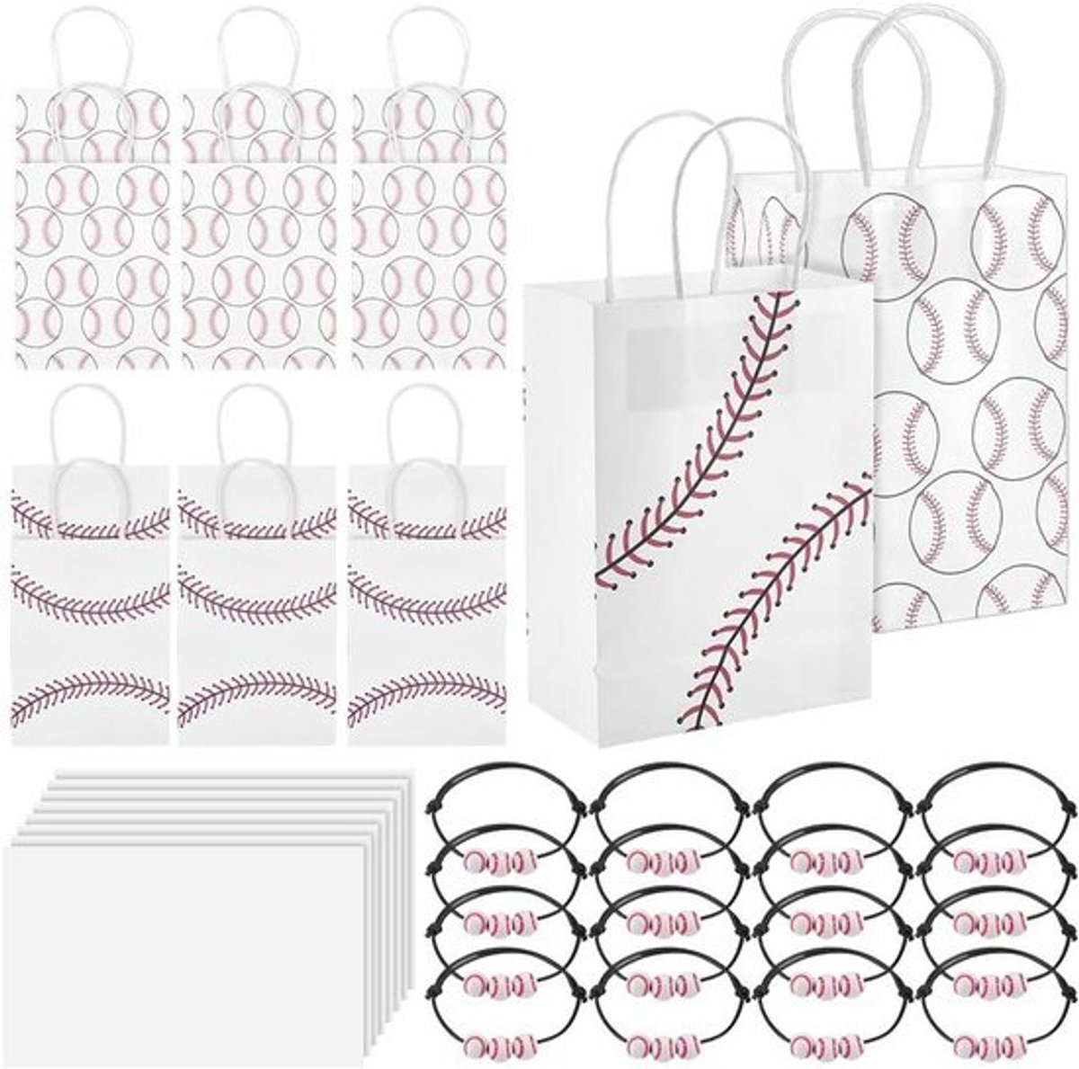 -16 stuks feestzakjes - honkbal thema - verstelbare armbanden - geschenkpapier voor teamsporten - verjaardag spel feestbenodigdheden, 15 x 18 x 30 cm