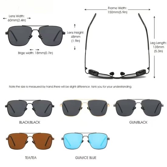 Stoere Heren Zonnebril - Vierkant Montuur met Binnenrand - Polarized - Inclusief Koker — afbeelding 3