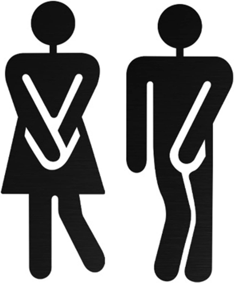 Toilet Bordjes - Badkamerbord Deurstickers - Kantoor Inrichting - Geborstelde Afwerking - 15 x 5.7 cm - Zilver