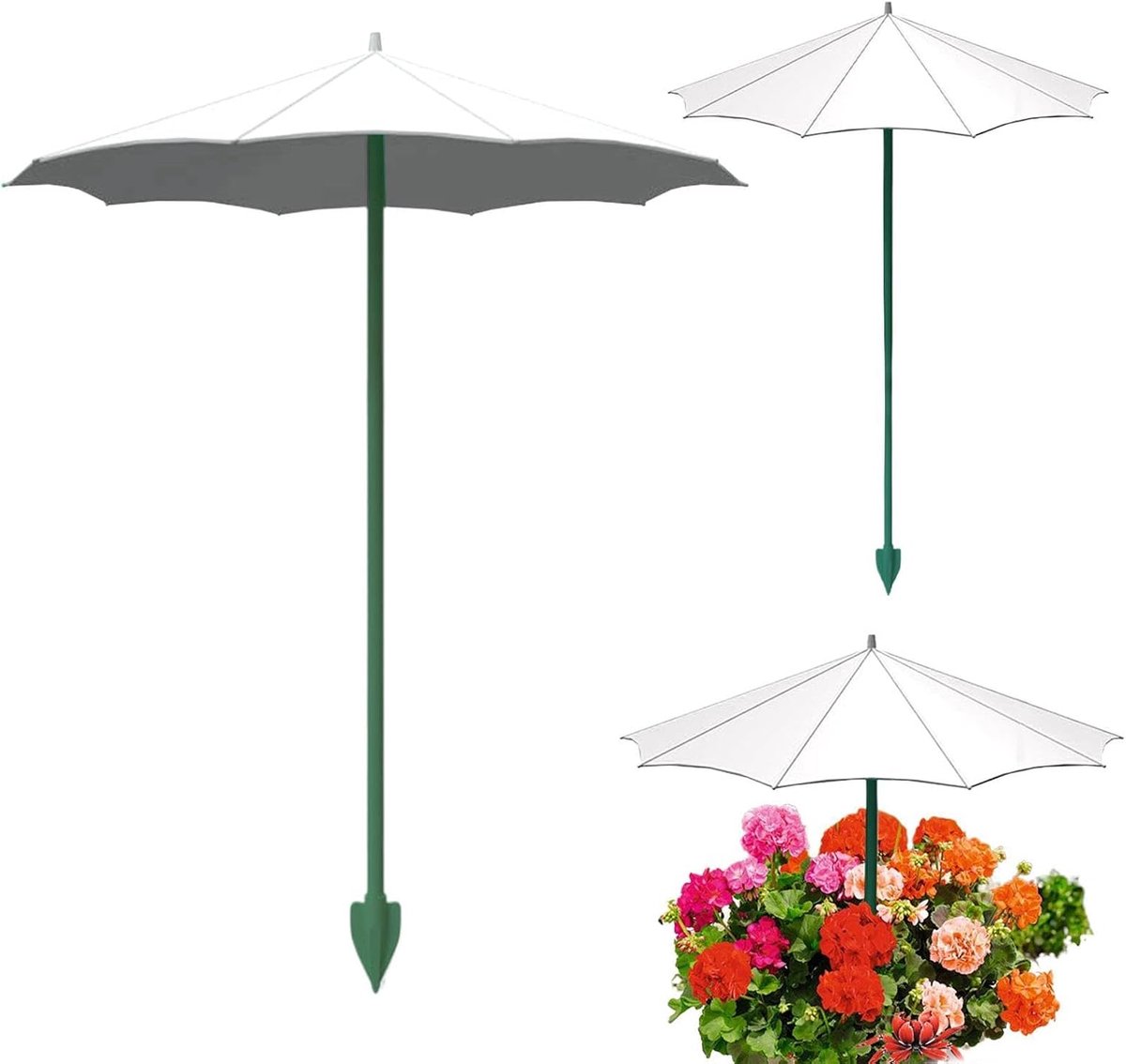 Plantenscherm Set - Mini Paraplu Planten - Planten Beschermen - UV-Bescherming Blad - 34 cm Hoog - Wit