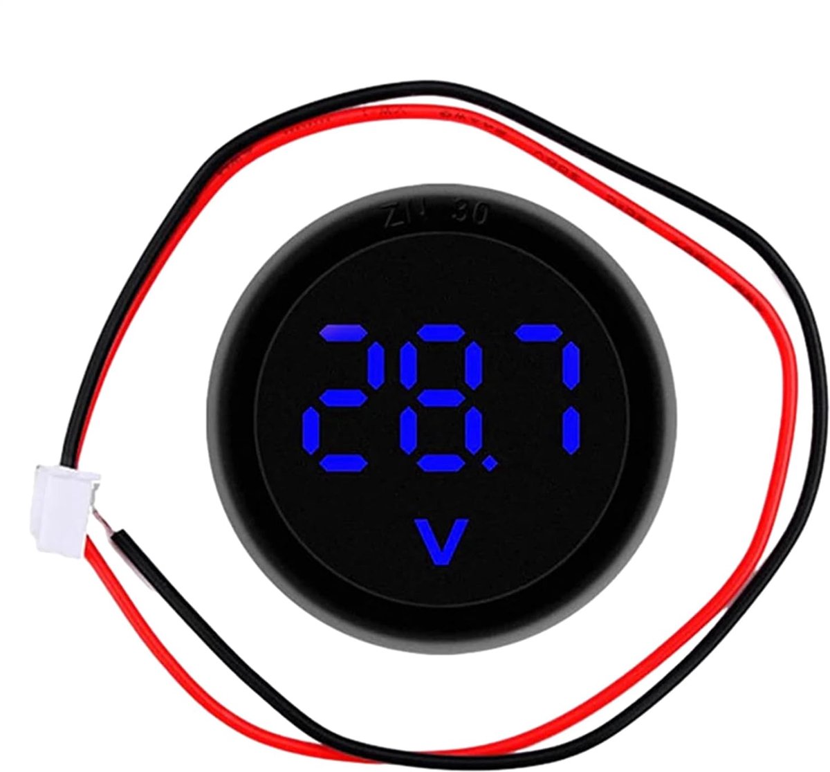 Accuspanningsmeter - Voltmeter Auto - Accu Controleren - Waterdicht Rond Paneel - DC4-100V - Blauw