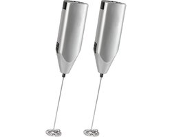 Stille Hand Opschuimer - Mini Blender - Drankjes Maken - Krachtige Motor - 2 Stuks - Zilver