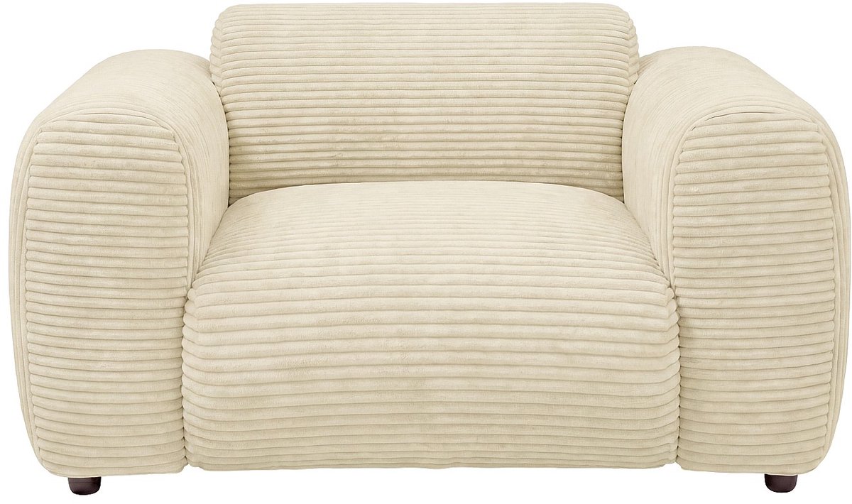 Vente-unique Fauteuil in beige ribfluweel POGNI van Maison Céphy