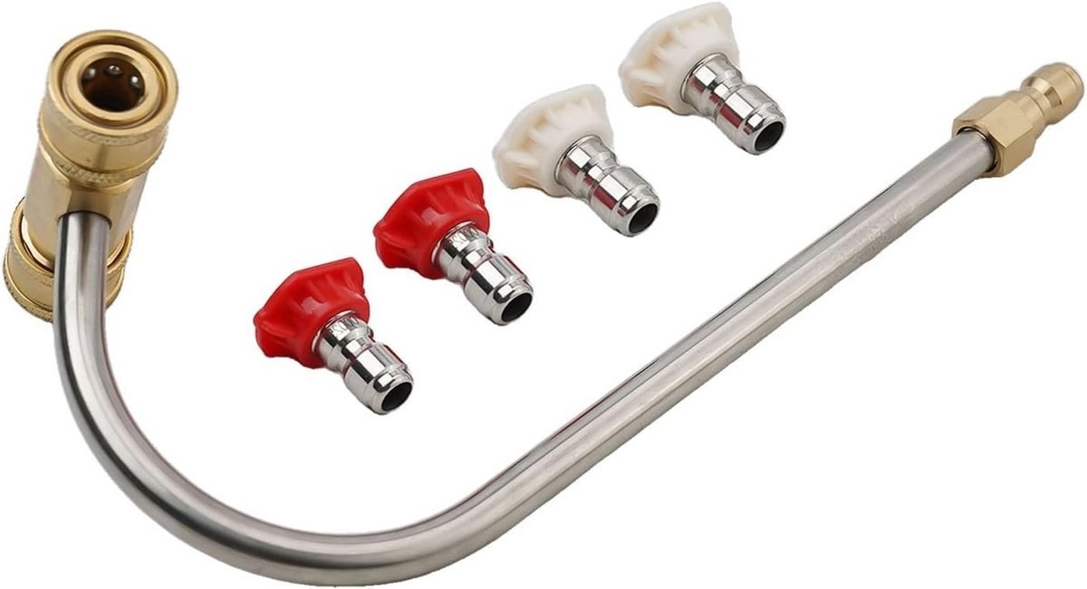 Hogedrukreiniger Gootreiniger - Goot Schoonmaker - Goten Reinigen - Met 4 Nozzles - 35.5 cm - Zilver