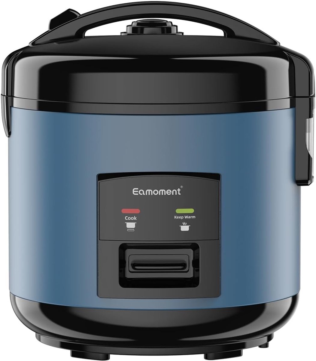 Rijstkoker en Stoompan - Blauw - Snel Koken zonder Aanbranden - Compact en Gebruiksvriendelijk - Voor 1-5 Personen