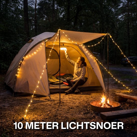 Solar Camping Lamp (3in1) Tentlamp, Lichtsnoer, Powerbank op Zonneenergie en USB-C - Kampeerlamp met Lampjes Slinger in Warm Wit en RGB - Campinglamp Zonnepaneel / Zonne Energie Oplaadbaar van Solar — afbeelding 3