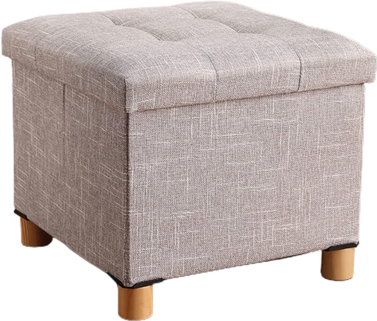 Opvouwbare Poef - Opbergkruk Zetel - Extra Zitplaats - Met Houten Poten - 30 cm - Multicolor