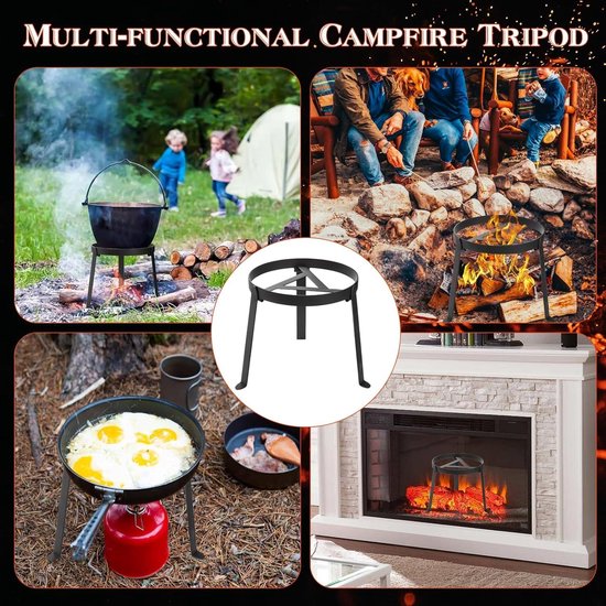 Kampvuur Tripod - Buiten Kookrek - Koken boven vuur - Zwaar ijzer constructie - 28 x 28 x 9.6 cm — afbeelding 3