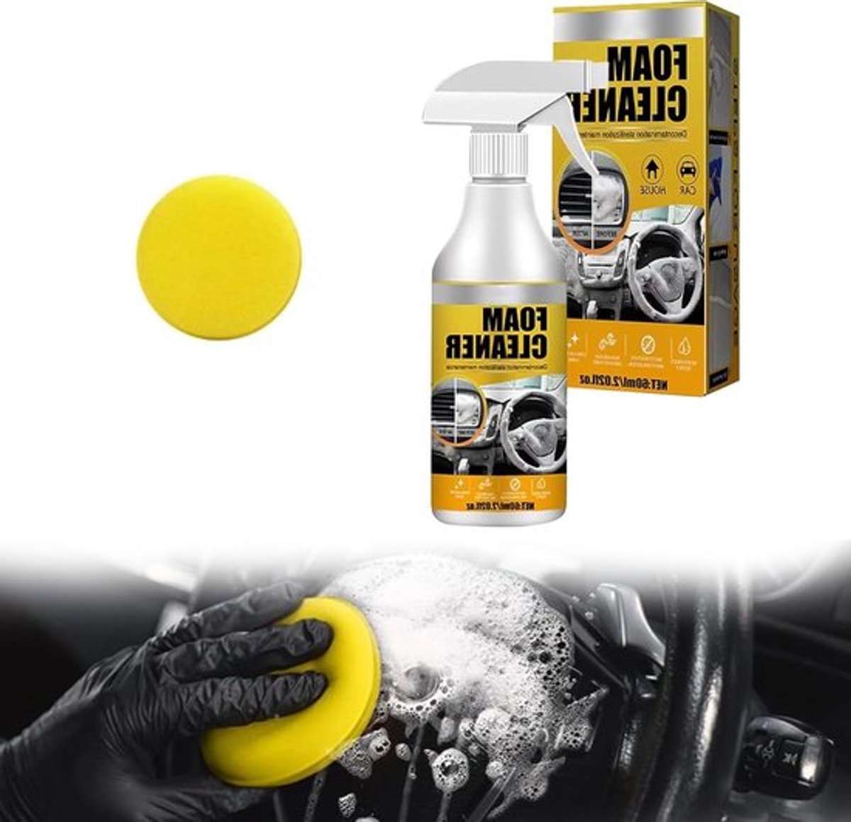 Multifunctionele schuimreiniger allecto plus voor auto-interieur