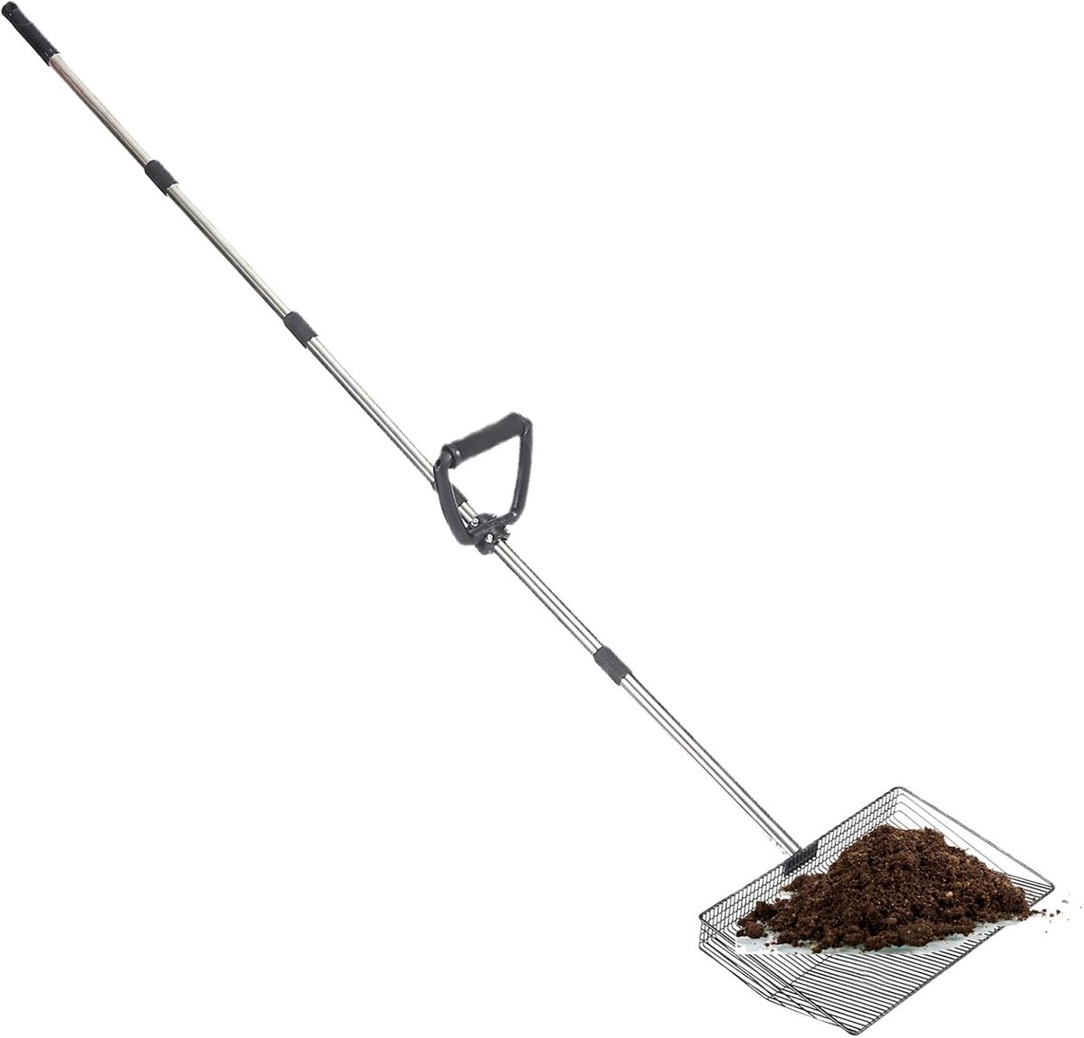 Kippenmest Schep - Reinigingsgereedschap Tuin - Buiten Reinigen - Telescopische Steel - 173 cm Lengte - Zilver