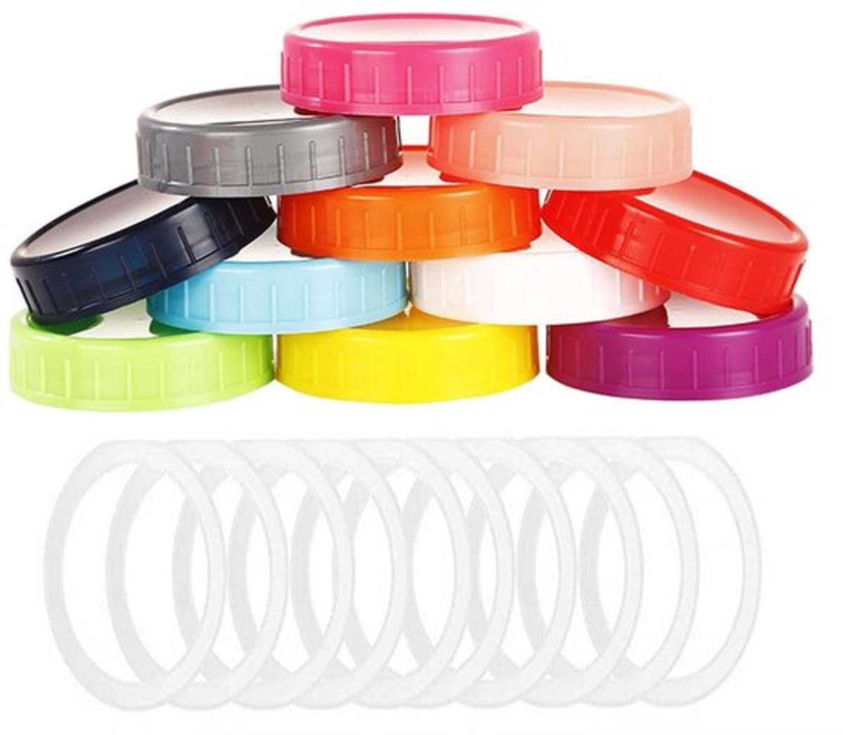 Allecto - Gekleurde Mason Jar Deksels - Food-Grade Opslag - Mix Kleur - Siliconen