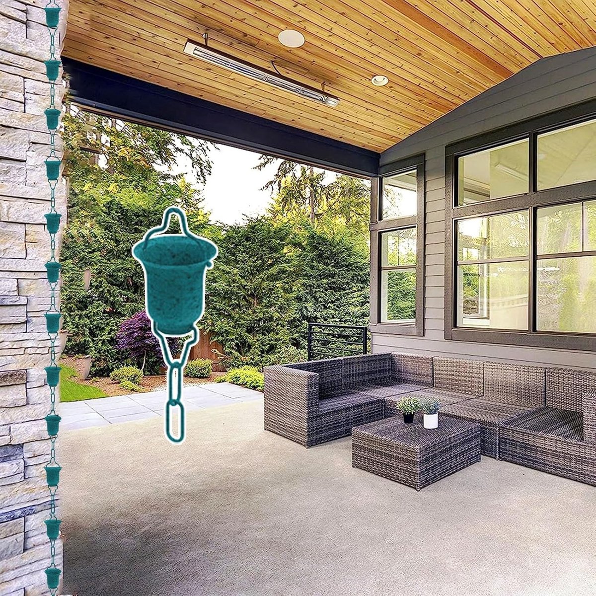 Regenkettingen - Regenpijp decoratie - Waterafvoer tuin - Eenvoudige installatie - 3 meter - Stijl 1