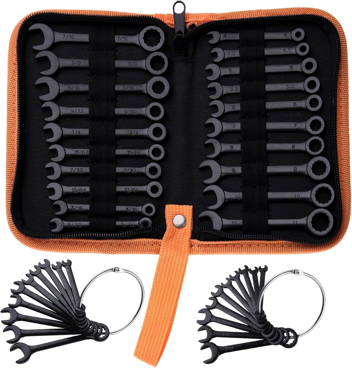 Mini Moersleutelset - Combinatiesleutel Kit - Reparaties Uitvoeren - Superdun Profiel - 20 Stuks - Zwart