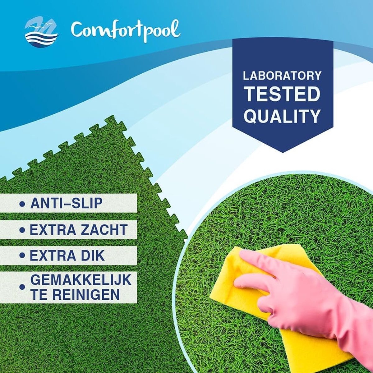 Zwembad Vloertegels - Gras-print - Isolatie en Bescherming - Extra Dik voor Meer Comfort - Voor Spa's en Zwembaden