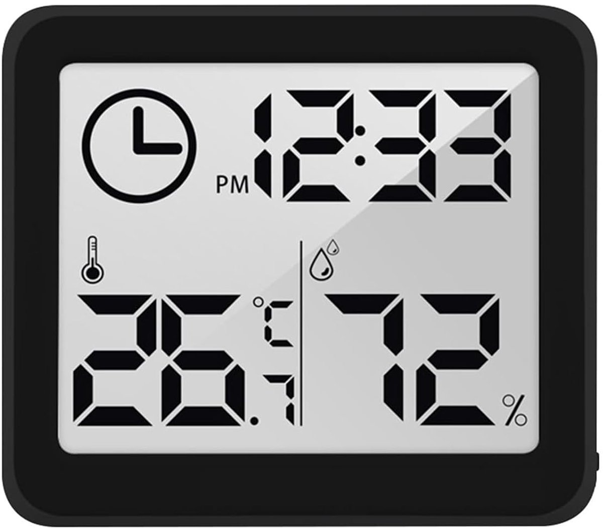 Thermometer Hygrometer - Weerstation Klok - Ruimte Meten - Groot LCD Scherm - 32 Inch - Zwart