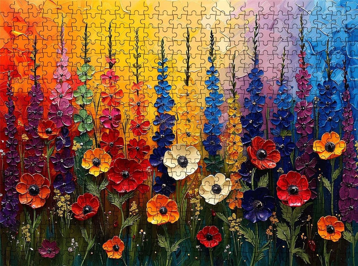 Kleurpuzzel Bloemen - Patroon Puzzel - Ontspanning Thuis - Lindehouten Stukjes - 5000 Stukjes - Multicolor