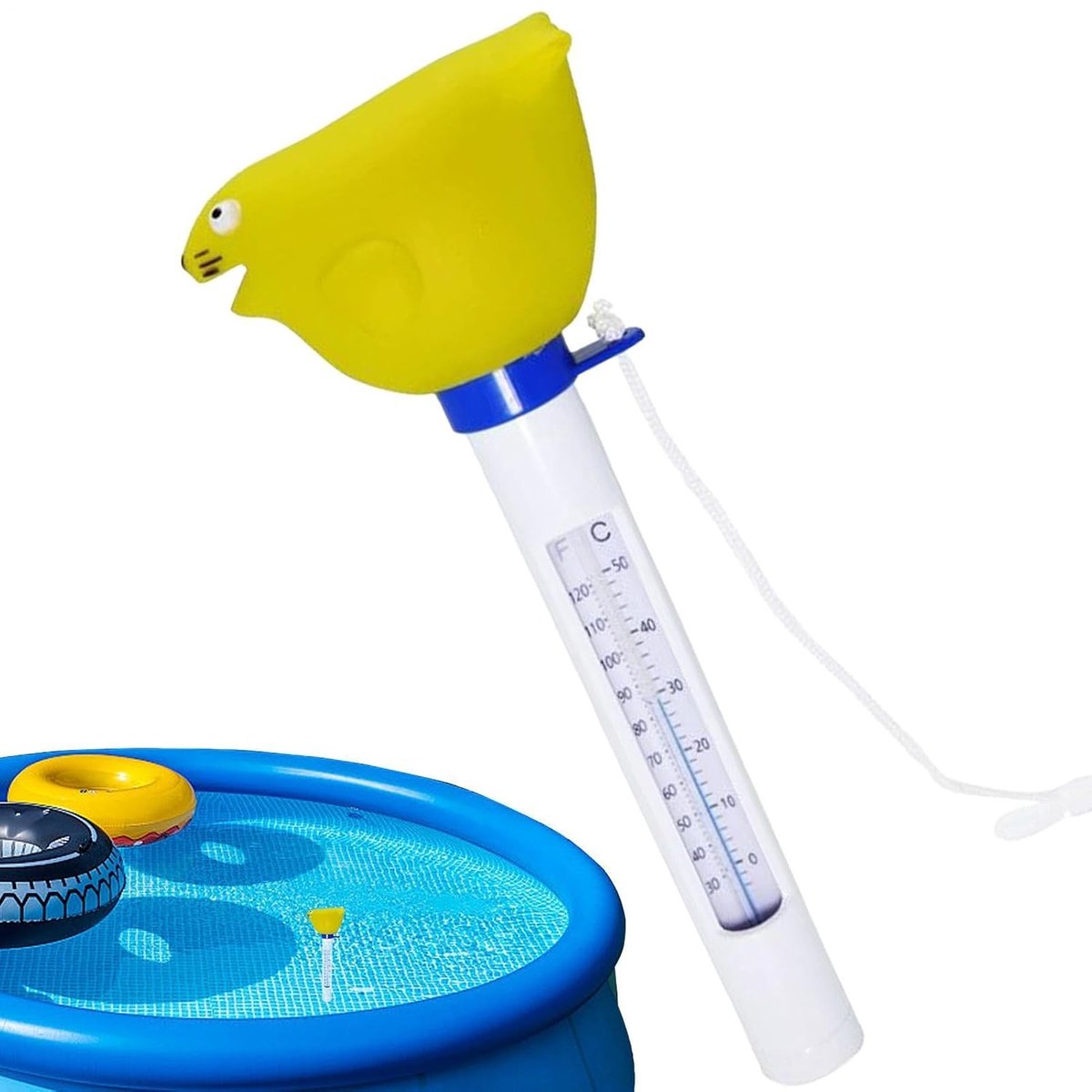Drijvende Waterthermometer - Zwembadthermometer Monitor - Watertemperatuur Meten - Cartoon Dier Ontwerp - 20 cm - Geel