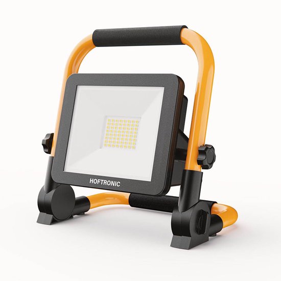 LED Bouwlamp op accu - Oplaadbaar - 6500K - 30W - 3000lm - Kantelbaar - Brandtijd: 4-6 uur aaneengesloten - 25.000 branduren - IP54 - 2 jaar garantie