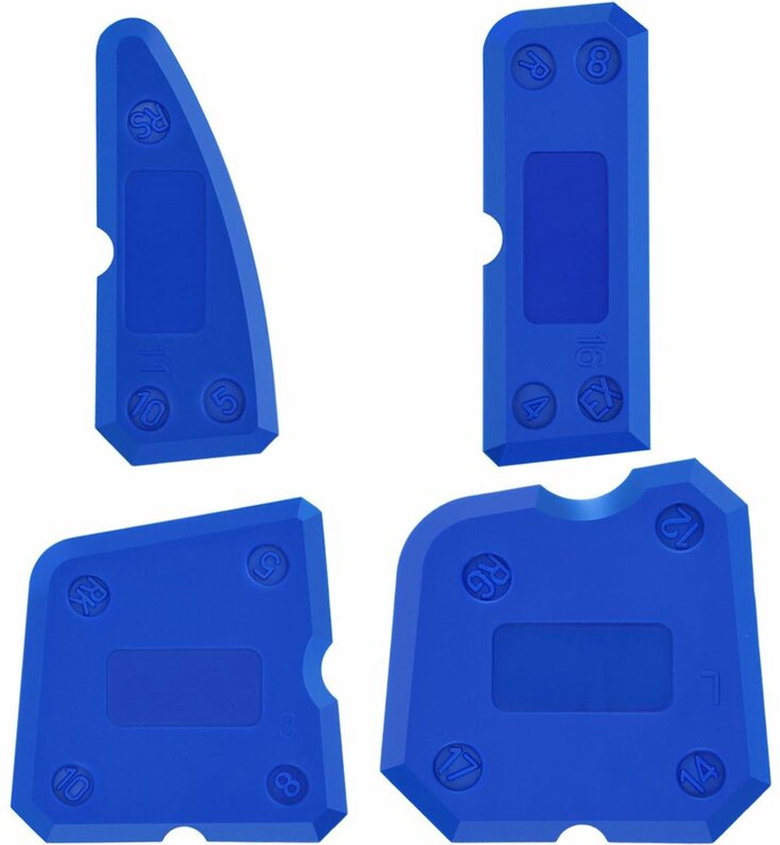 4-delige kitset voor siliconenkit, voegafwerkingsset voor siliconenkitvoegen (blauw)