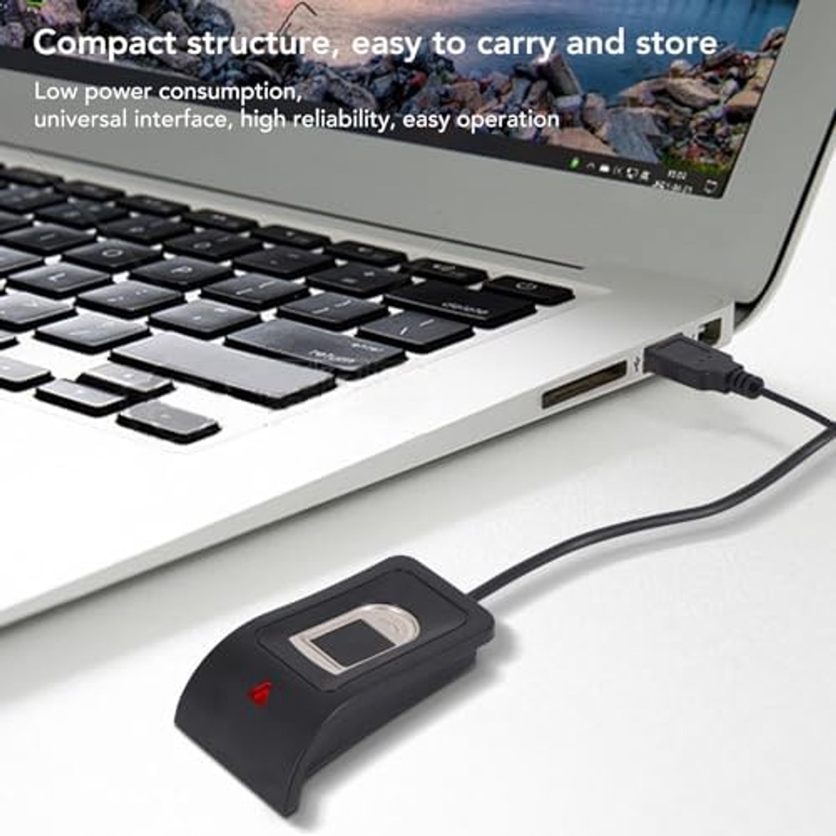 SnelShoppen - Compacte Vingerafdruklezer met 360 Graden Automatische Kalibratie, USB Vingerafdrukscanner voor Computer, Toegangscontrole en Zoekfuncti