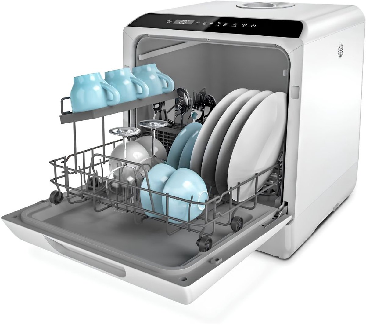 SP® Mini Vaatwasser - Vrijstaande Vaatwasser - Afwasmachine - Grijs - 43cm x 43cm x 46cm