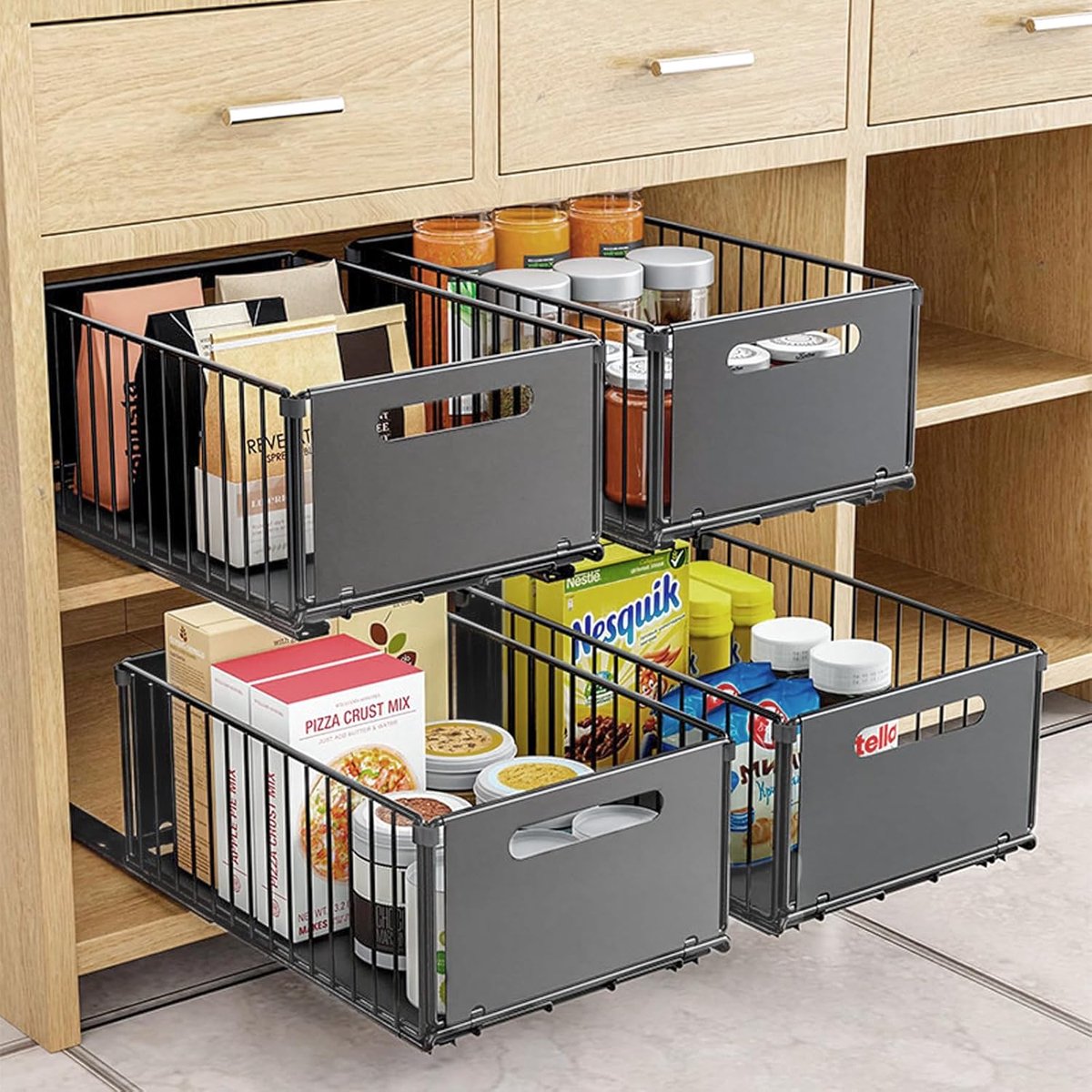 SnelShoppen - Vouwbare Uittrekbare Kastorganiser, Uittrekbare Ladeplank Opbergruimte Keuken Kasten Binnenlade Organiser Uittrekbaar voor Eetkamer Badk