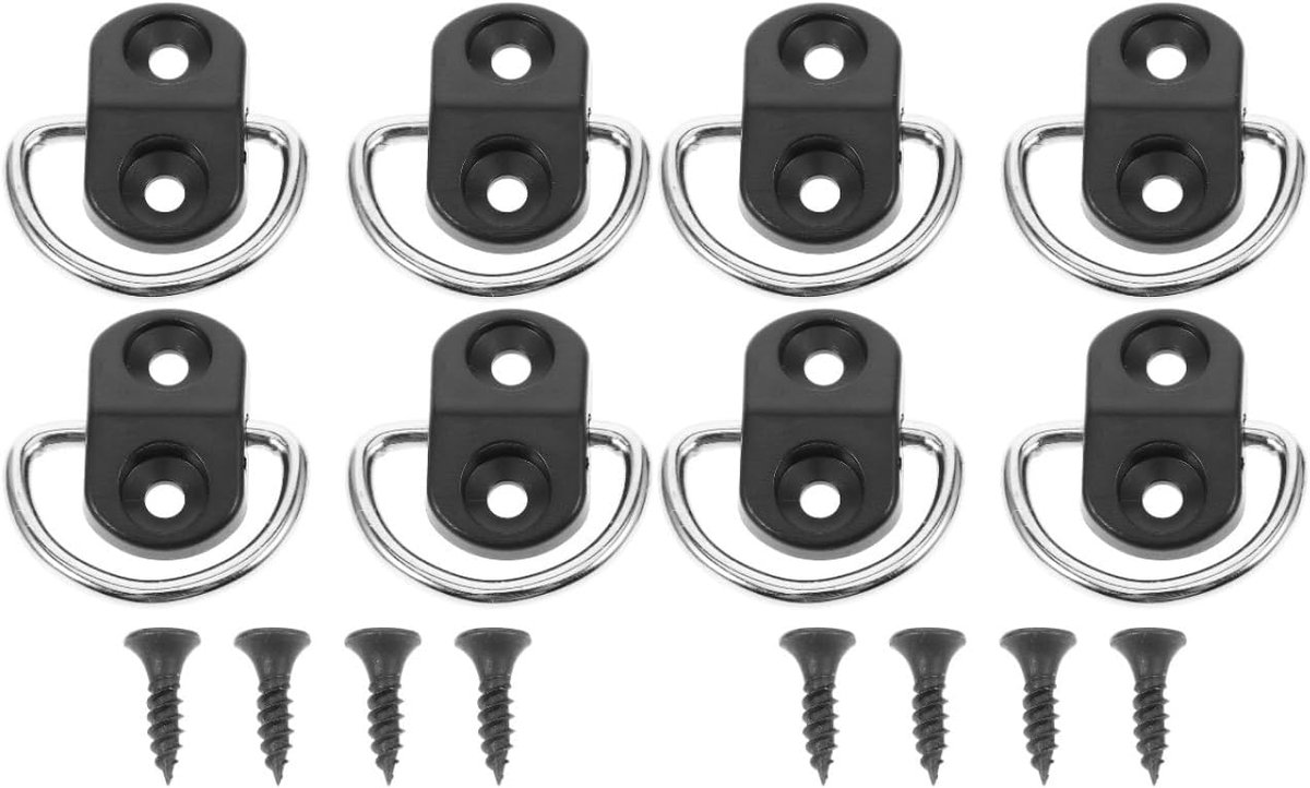 SnelShoppen - Set van 8 Trunk Lashing Ringen Cargo Net Haakjes Voor Traileren, Eenvoudige Installatie, Duurzaam Materiaal, Multikleur, 3.5 x 3 x 1 cm