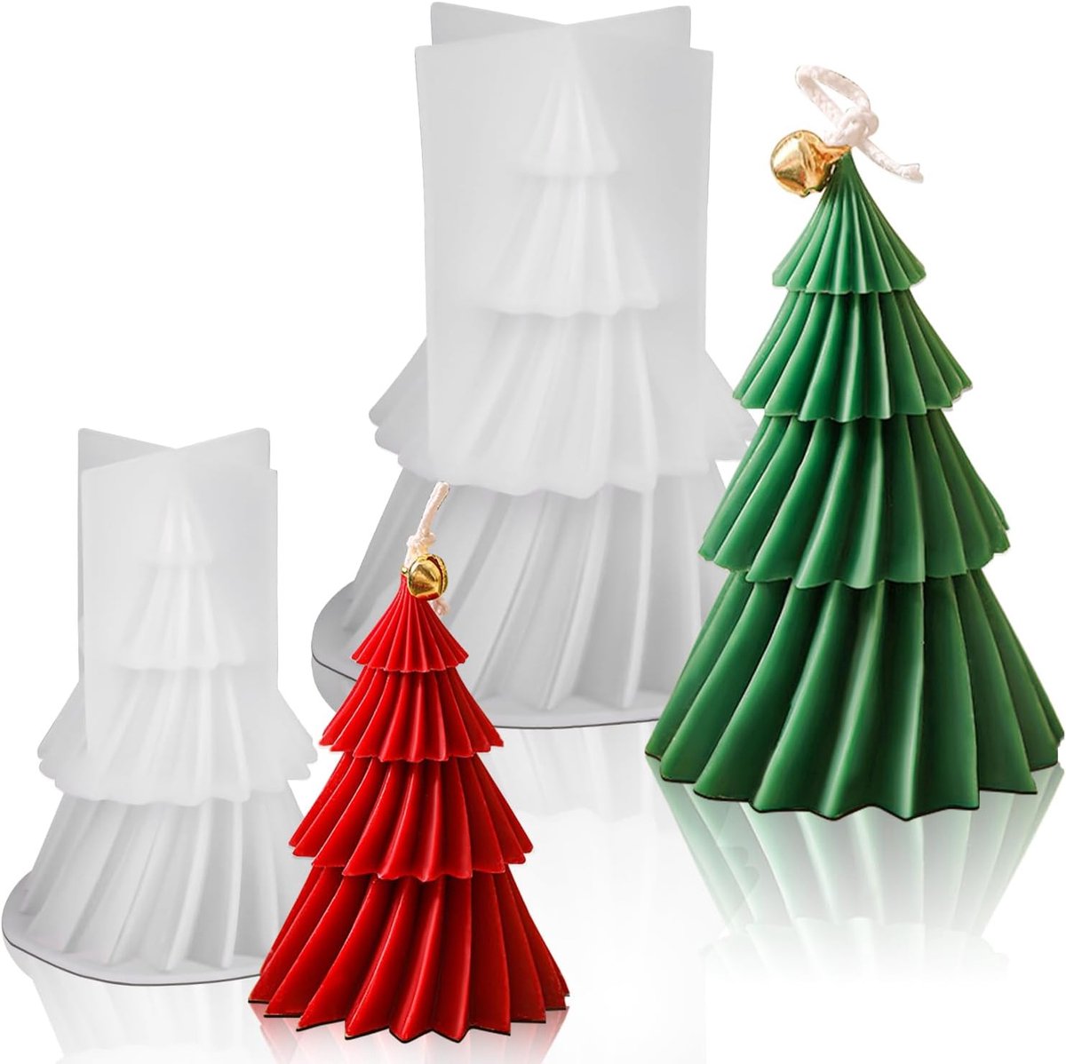 2 pcs Christmas candle mould, candle shape Christmas tree - Candle Moulds for Casting, 3D Candle Moulds, Silicone for - ShopVlot